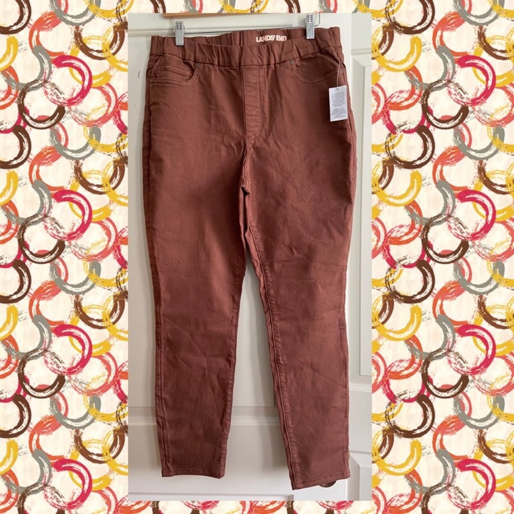Lands End NWT Pull On Cotton Blend Pant Size 14 Petite